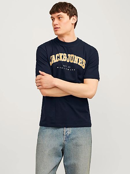 Jack & Jones Herren Rundhals T-Shirt JJECALEB VARSITY - Relaxed Fit günstig online kaufen