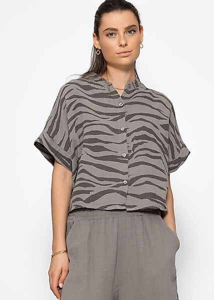 SASSYCLASSY Kurzarmbluse Oversize Musselin Bluse Damen günstig online kaufen