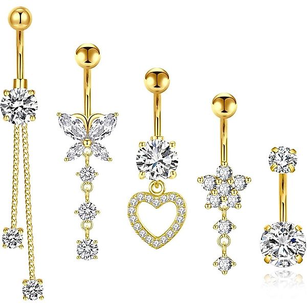 Bipl Bauchnabelpiercing Bauchnabelpiercing 5er Set Gold günstig online kaufen