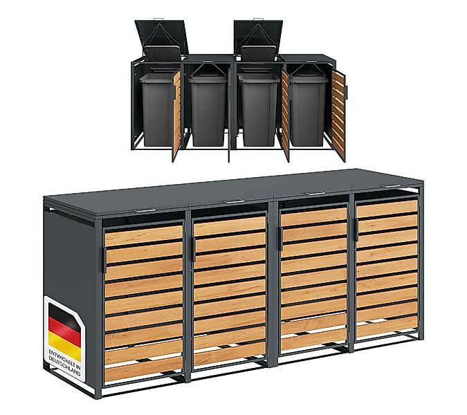 STEELSØN Mülltonnenbox Kestra 120L aus verzinktem Stahl (Anthrazit/Holz, Fü günstig online kaufen