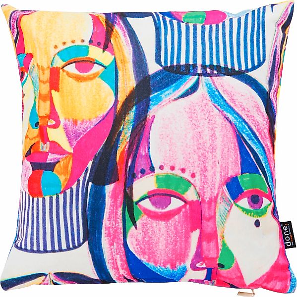 done. Dekokissen "Velour Print Women Faces" Beidseitig bedruckte Kissenhüle günstig online kaufen