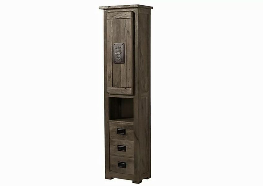 Massivmoebel24 Dreh-/Schwebetürenschrank (Hochschrank Mango 50x35x195 grau günstig online kaufen