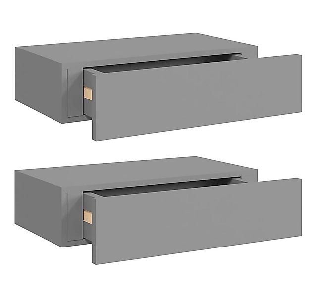 furnicato Wandregal Wandregale mit Schubladen 2 Stk. Grau 40x23,5x10 cm MDF günstig online kaufen