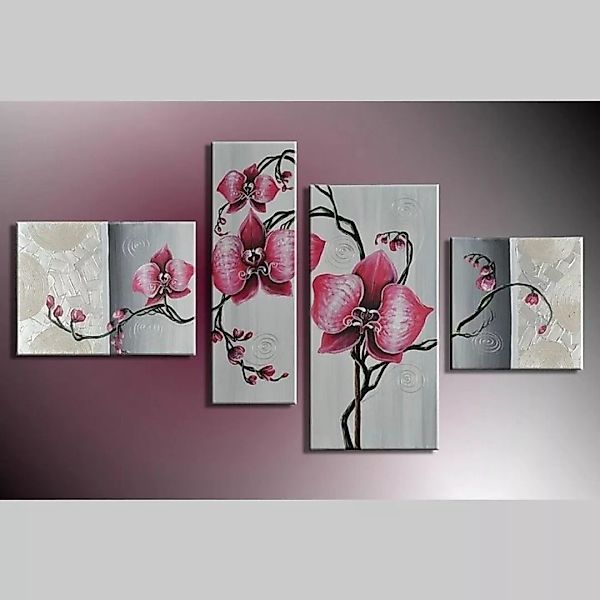 4 Leinwandbilder BLUMEN (4) 120 x 70cm Handgemalt günstig online kaufen