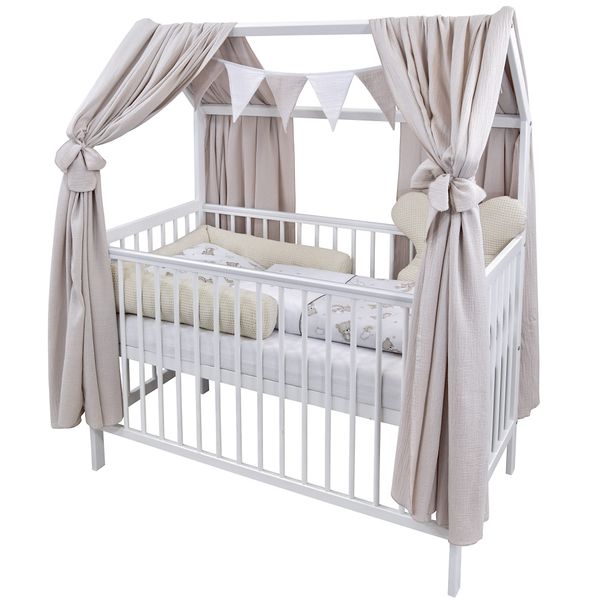 Baby-Delux Komplettbett Hausbett Babybett Komplettset Waffelpique günstig online kaufen
