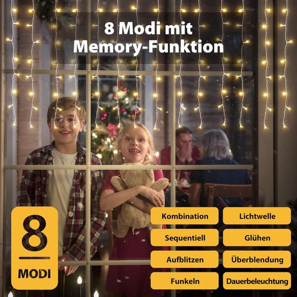 Salcar LED-Lichtervorhang LED Lichterkette Eisregenvorhang Außen, günstig online kaufen