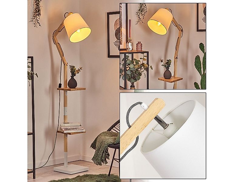 hofstein Stehlampe Stehlampe aus Holz/Metall/Stoff in Natur/Weiß, ohne Leuc günstig online kaufen