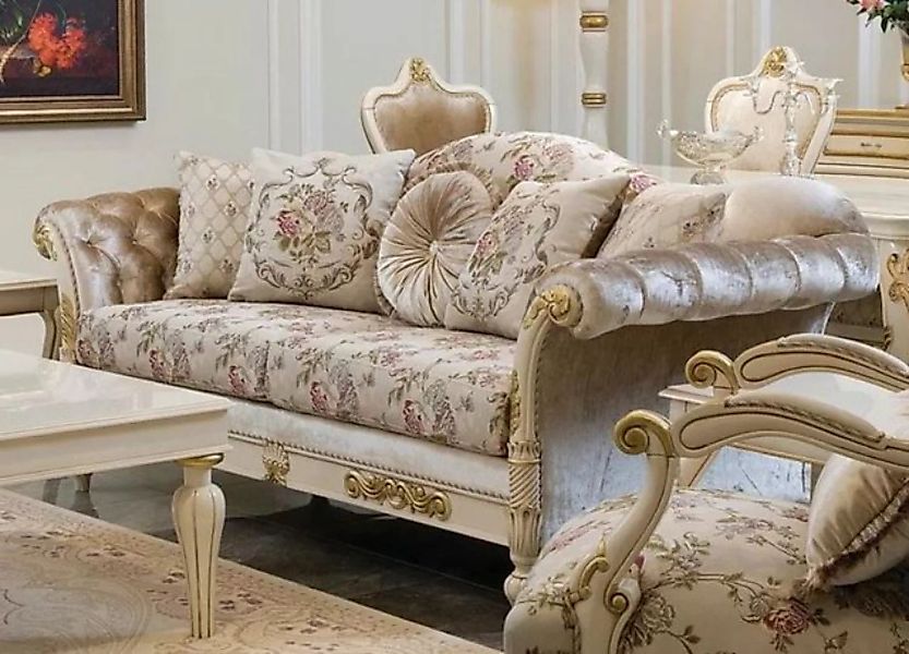 Casa Padrino Sofa Luxus Barock Sofa Creme / Rosa / Weiß / Gold 228 x 90 x H günstig online kaufen