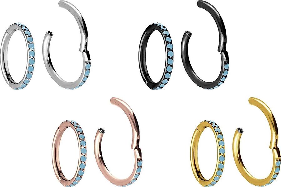 PIERCINGLINE Piercing-Set Titan Segmentring Clicker EINGEFASSTE günstig online kaufen