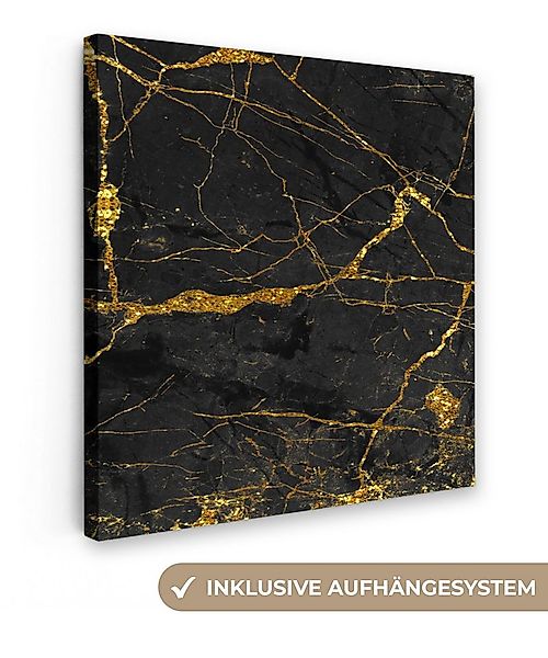 OneMillionCanvasses® Leinwandbild Marmor - Gold - Schwarz - Marmoroptik - L günstig online kaufen