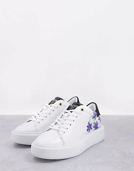 Ted Baker – Faithh – Sneaker in Weiß mit Blumenprint günstig online kaufen