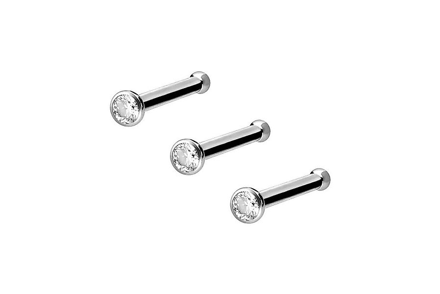 PIERCINGLINE Nasenpiercing 3er Set Titan Nasenstecker Pin KRISTALL (Nasenst günstig online kaufen