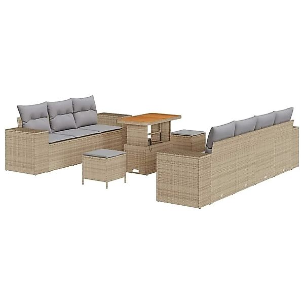vidaXL Gartensofa-set mit Kissen 10-Tlg Beige und Hellgrau Poly-Rattan 3363 günstig online kaufen