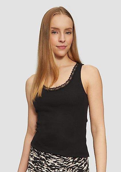 QS Muskelshirt T-Shirt Ripptop mit Spitze günstig online kaufen