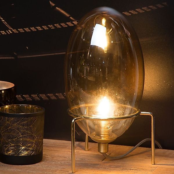 Tischleuchte Bellister aus Glas in Gold G9 günstig online kaufen