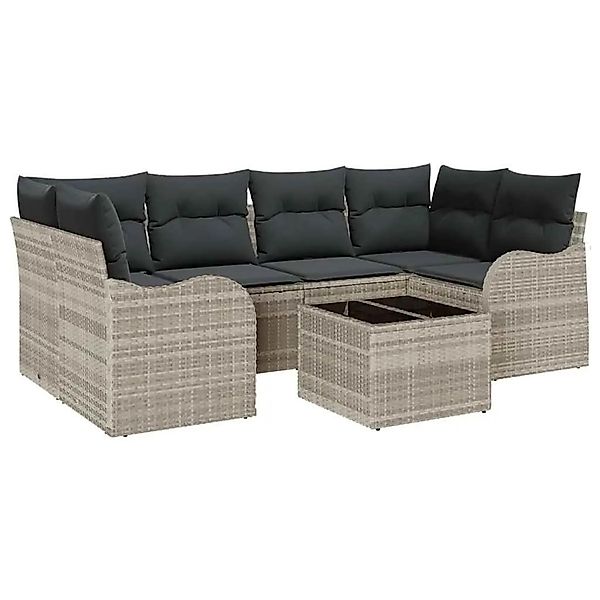 vidaXL Gartensofa-set Hellgrau 55 x 55 x 37 cm Poly-Rattan 3345602 günstig online kaufen