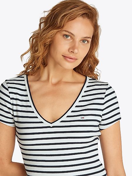 Tommy Jeans Kurzarmshirt TJW SLIM ESSENTIAL RIB V SS mit gerippter Struktur günstig online kaufen