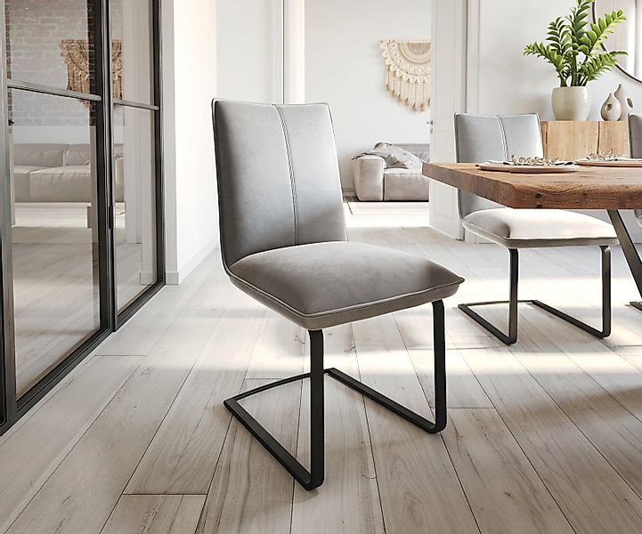 Freischwinger Lelio-Flex Samt Grau Freischwinger flach Schwarz Taschenfeder günstig online kaufen