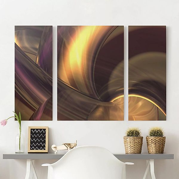 3-teiliges Leinwandbild Abstrakt - Querformat Enchanted Fire günstig online kaufen