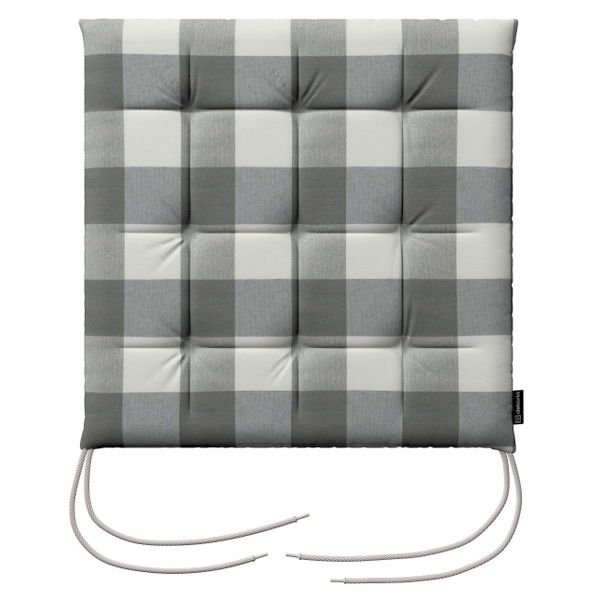 Stuhlkissen Jonas mit Bindeschnur, weiss-grau kariert, 40 x 40 x 3,5 cm, Qu günstig online kaufen