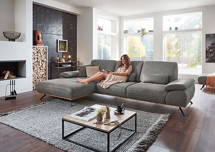 Die PlanBar Ecksofa »PN-EM18063 L-Form«, wahlweise mit echt bezogenem Rücke günstig online kaufen