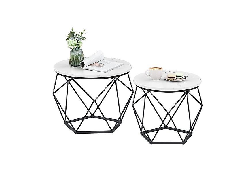 relaxdays Couchtisch 2er Set (2-teiliges Set), Weiß-Schwarz günstig online kaufen