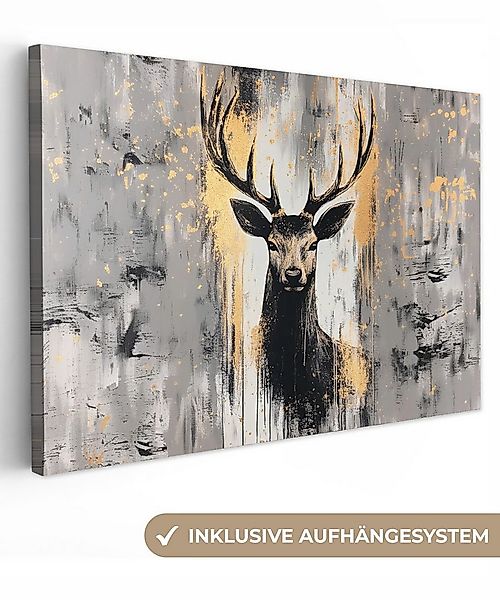 OneMillionCanvasses® Leinwandbild Abstrakt - Hirsch - Geweih - Gold, Fotodr günstig online kaufen