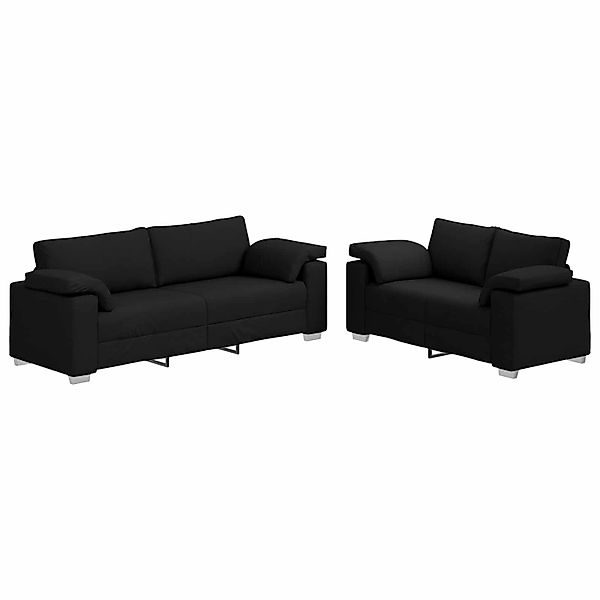 vidaXL Sofa-Set 2-Tlg Schwarz 219 x 77 x 82 cm Stoff 3324742 günstig online kaufen
