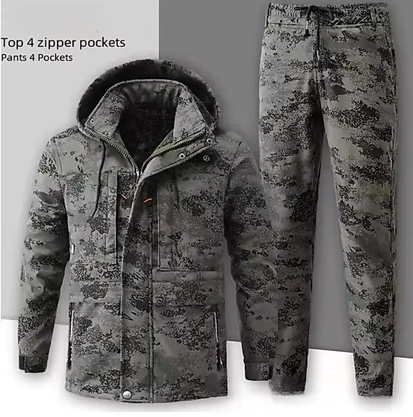 TopGekauft Freizeitanzug Verdickter Camouflage-Arbeitsanzug Herren: Warm, günstig online kaufen