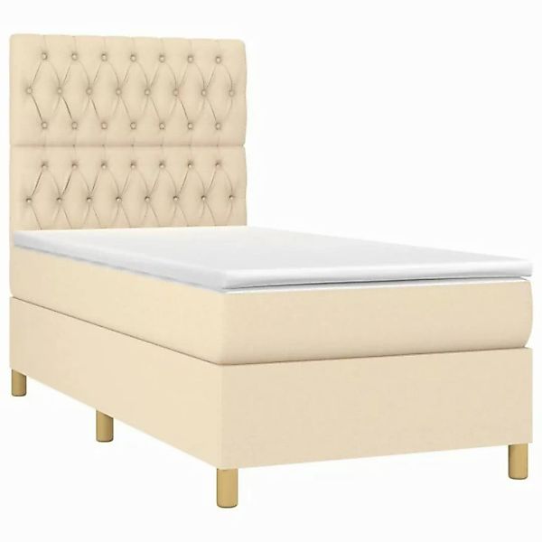 vidaXL Boxspringbett Boxspringbett mit Matratze Creme 90x200 cm Stoff Bett günstig online kaufen