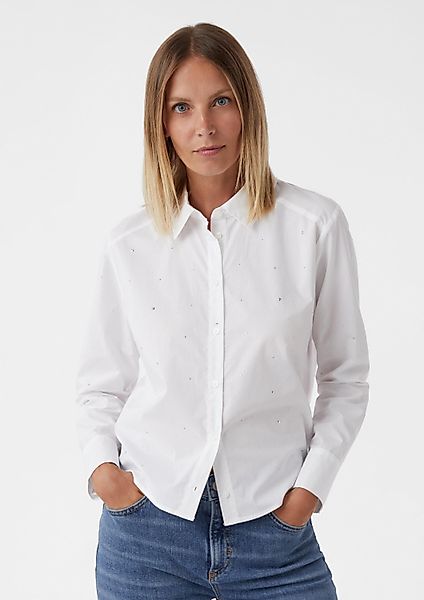 comma Langarmbluse Bluse Verkürzte Popeline-Bluse mit günstig online kaufen