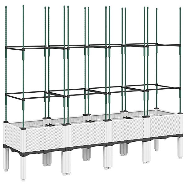 vidaXL Pflanzkübel mit Rankgitter Weiß 160x40x142,5 cm PP 367964 günstig online kaufen