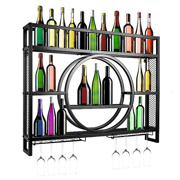 XERSEK Weinregal Wandmontage Metal Glasregal 100x80x15cm günstig online kaufen