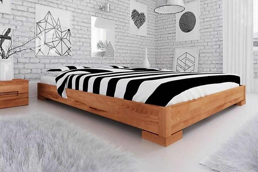 Natur24 Bett Bett Bento 2 Kernbuche massiv 200x200cm ohne Kopfteil mit Holz günstig online kaufen