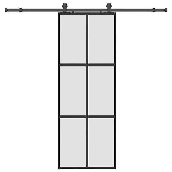 vidaXL Schiebetür mit Beschlag Schwarz 76x205 cm Hartglas 3375960 günstig online kaufen