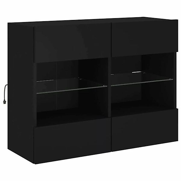 vidaXL TV-Schrank TV-Wandschrank mit LED-Leuchten Schwarz 78,5x30x60,5 cm günstig online kaufen