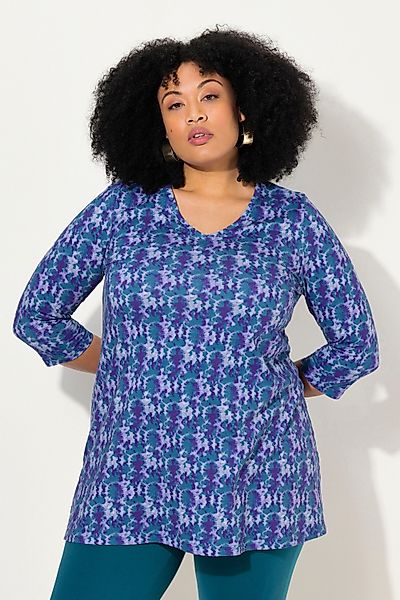 Ulla Popken Longshirt Longshirt Batikmuster A-Linie günstig online kaufen