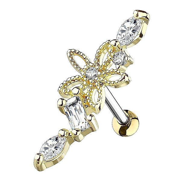 Taffstyle Piercing-Set Knorpel Ohrstecker Piercing Blume Kristallen, Tragus günstig online kaufen