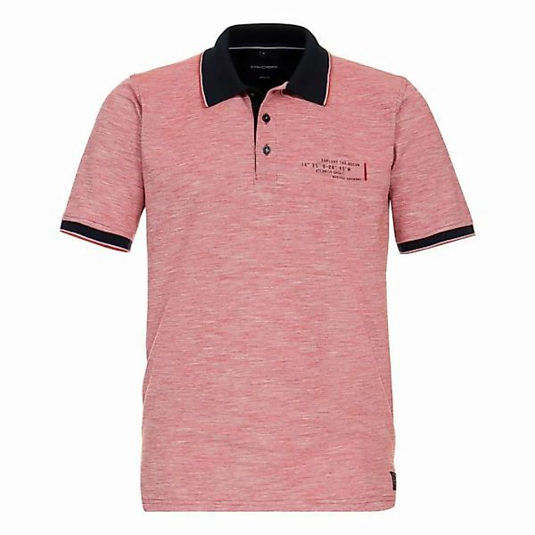 CASAMODA Poloshirt CasaModa Stretch-Polo rot melange Mini-Print XXL günstig online kaufen