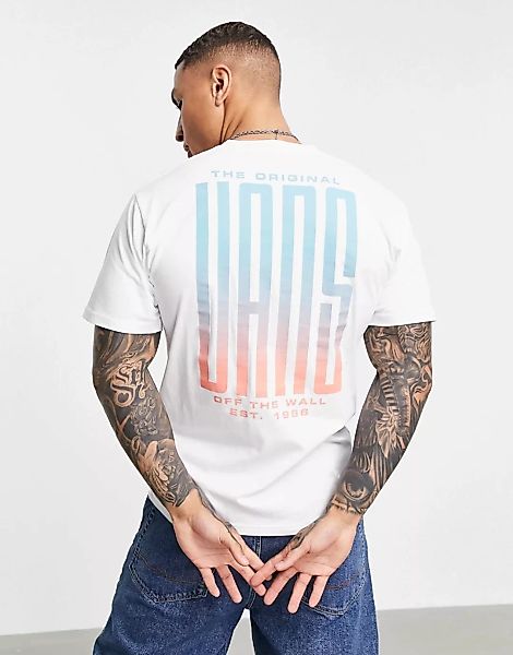Vans – Stretched – T-Shirt mit Rückenprint in Weiß günstig online kaufen
