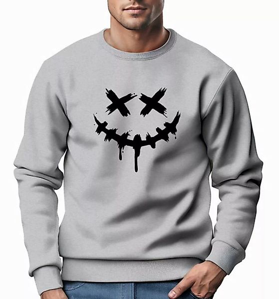 Neverless Sweatshirt Sweatshirt Herren Drip Face Techwear Fashion Streetsty günstig online kaufen