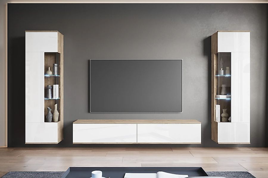 INOSIGN Wohnwand "Kenia, Vitrine Türanschlag links/rechts wechselbar" 3 Stk günstig online kaufen