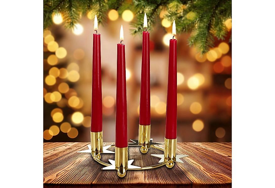 BRUBAKER Kerzenständer Kerzenhalter für 4 Kerzen Silber - 22 cm Adventskran günstig online kaufen