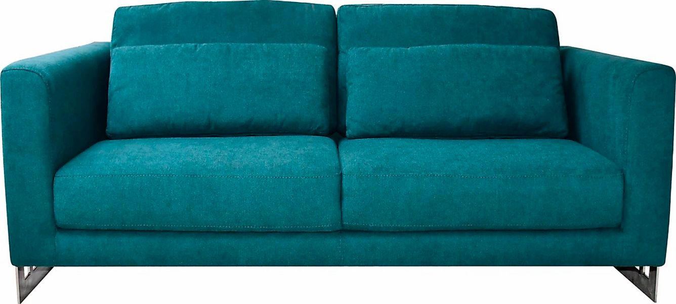 Leonique 2-Sitzer "New York", Petrolblaues 2-Sitzer Sofa, Edelstahlgestell, günstig online kaufen