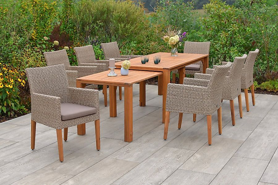 MERXX Garten-Essgruppe "Ranzano" Set, 17 Stk. tlg. 8 Sessel inkl. Sitzkisse günstig online kaufen