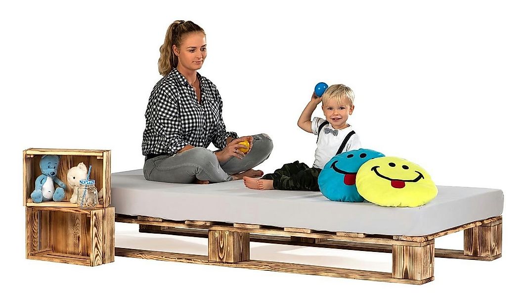 sunnypillow Palettenbett Massivholzbett 80 90 100 120 140 160 180 200 220 2 günstig online kaufen