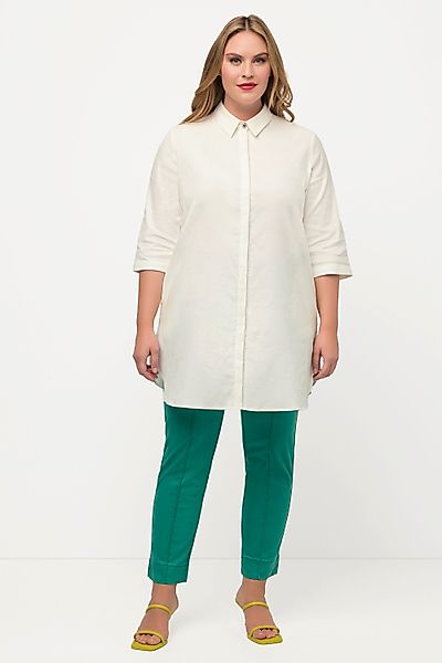 Ulla Popken Hemdbluse Bluse Leinenmix A-Linie günstig online kaufen