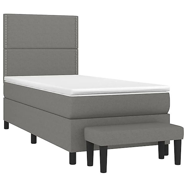 vidaXL Boxspringbett mit Matratze Dunkelgrau 80x200 cm Stoff 3136470 günstig online kaufen