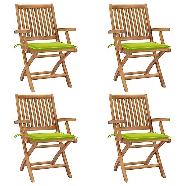 vidaXL Klappbare Gartenstühle mit Kissen 4 Stk Massivholz Teak 3072734 günstig online kaufen