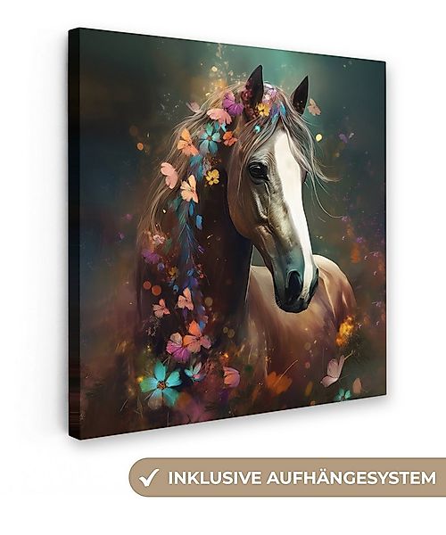 OneMillionCanvasses® Leinwandbild Tiere - Pferd - Natur - Schmetterling - B günstig online kaufen